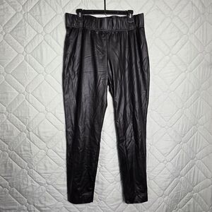 Isabel Faux Leather Tapered Skinny Leggings Pants Black Size XL Polyester stretc